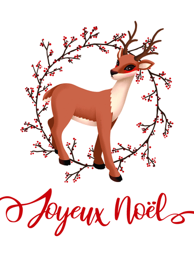 Carte Joyeux Noël Renne De Noël Fond Blanc : Envoyer une Carte De Noel